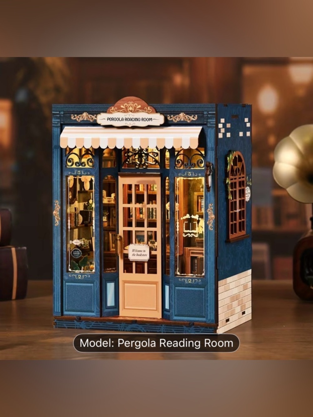 Fully Assembled Book Nook Diorama Pergola Reading Room Cozy Reading Shop NWT